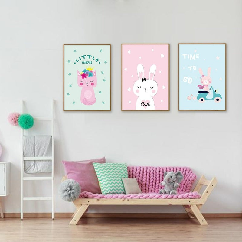 Niedliches Katzenkaninchen - Leinwand Wandkunst Gemälde