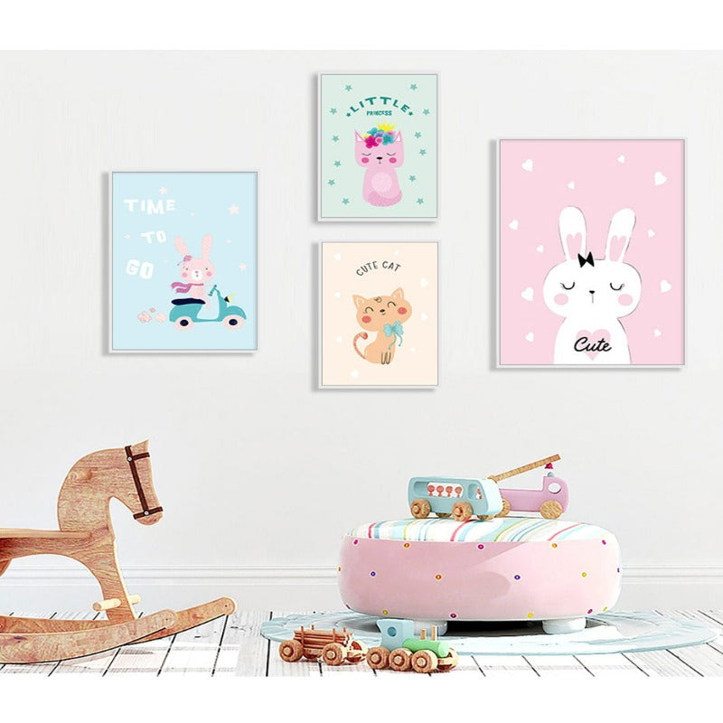 Niedliches Katzenkaninchen - Leinwand Wandkunst Gemälde