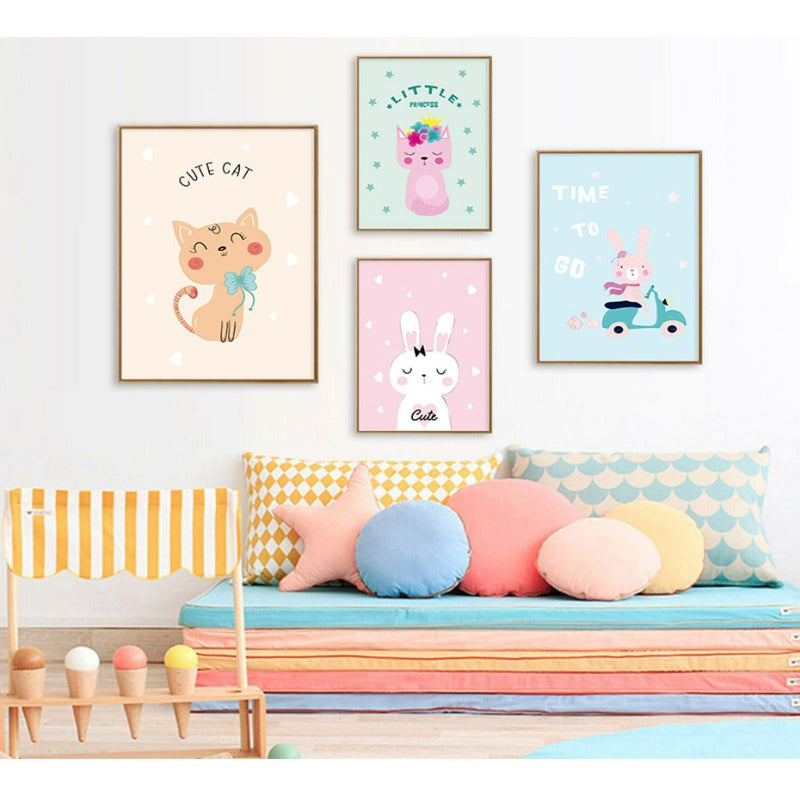 Niedliches Katzenkaninchen - Leinwand Wandkunst Gemälde