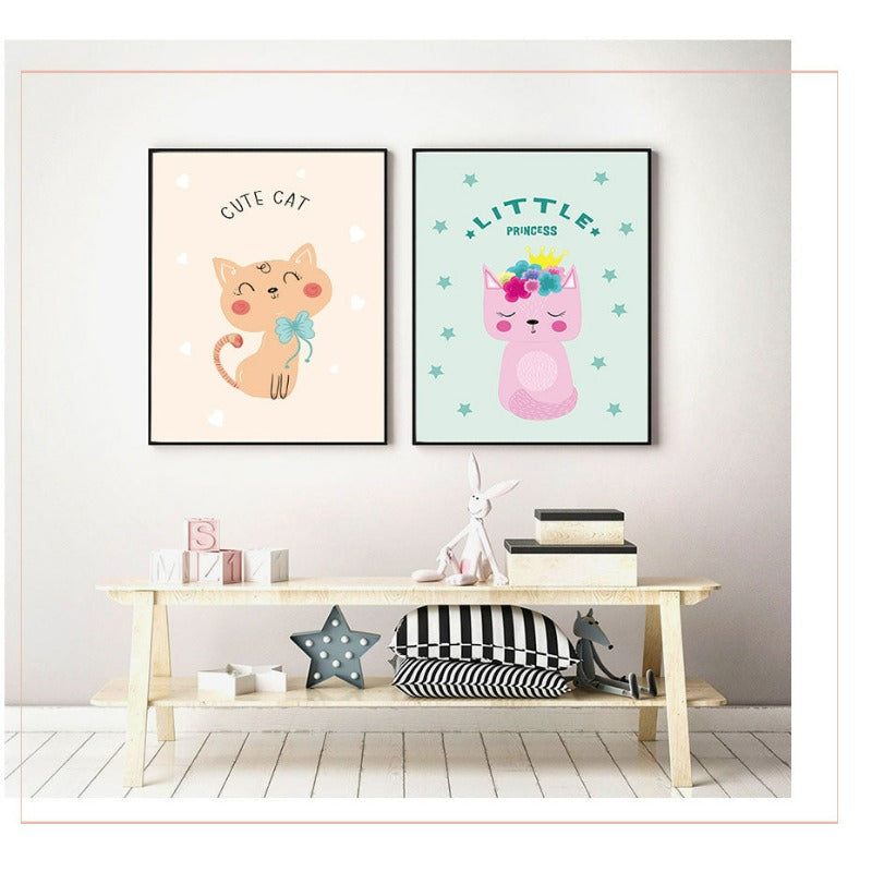 Niedliches Katzenkaninchen - Leinwand Wandkunst Gemälde