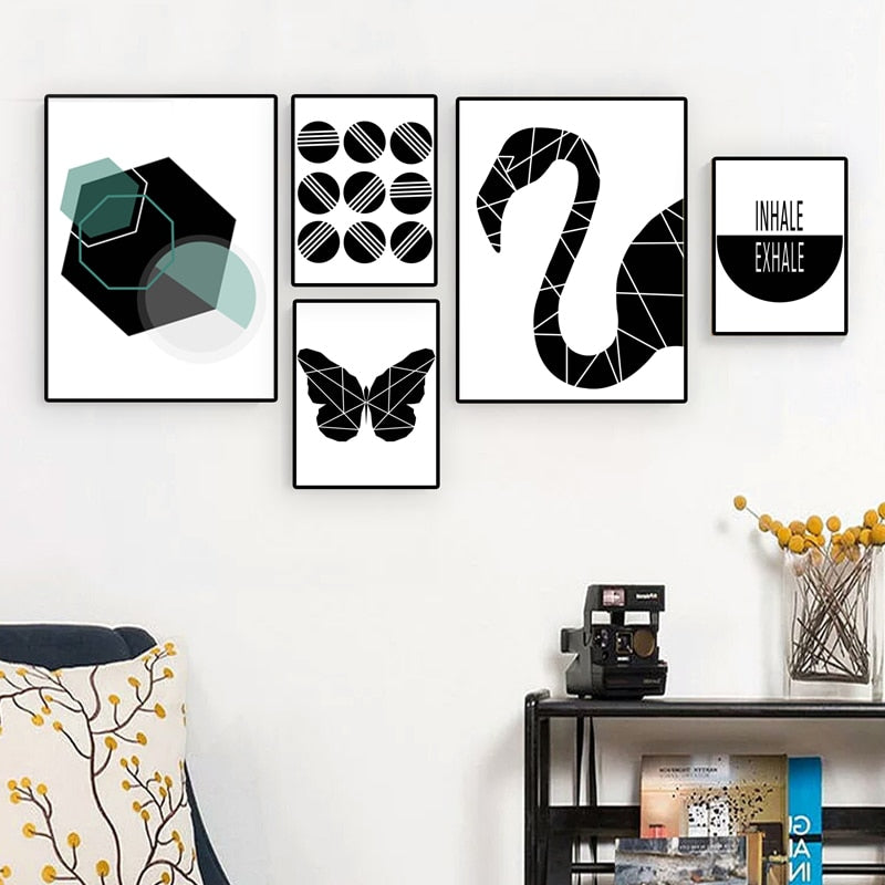 Geometrisch in Schwarz - Leinwand Wandkunst Gemälde
