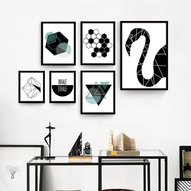 Geometrisch in Schwarz - Leinwand Wandkunst Gemälde