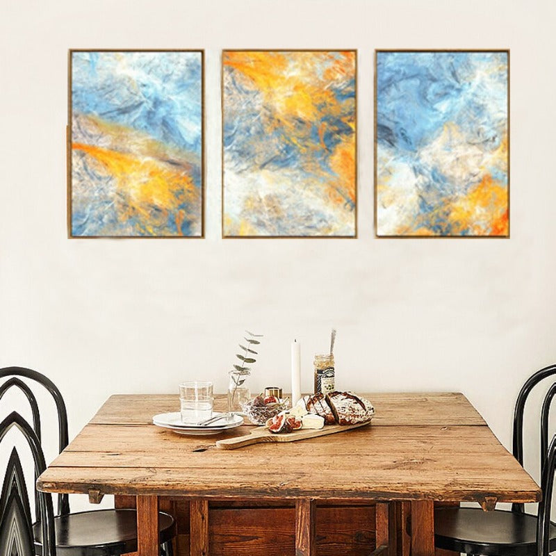 Aquarell Blau Gelb - Leinwandbild