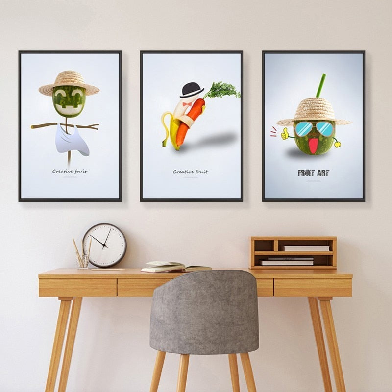 Tanzende Coole Früchte - Leinwand Wandkunst Gemälde