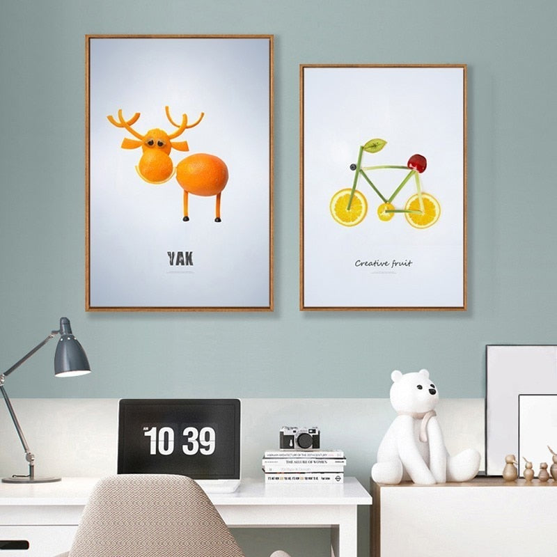 Tanzende Coole Früchte - Leinwand Wandkunst Gemälde
