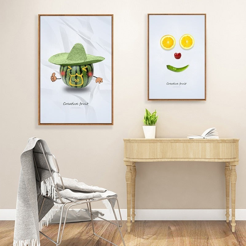 Tanzende Coole Früchte - Leinwand Wandkunst Gemälde