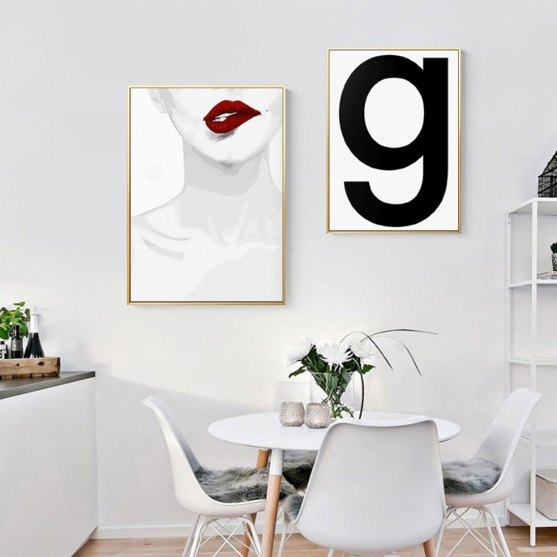 Makeup Fashion Beauty Rote Lippen - Leinwand Wandkunst Malerei