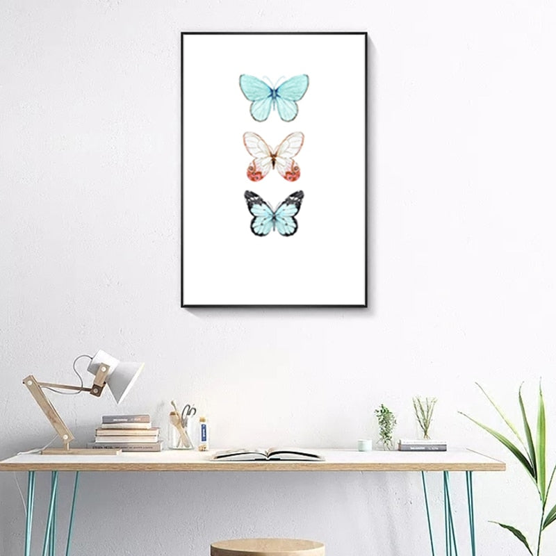 Schmetterlingsfeder Flamingo - Leinwand Wandkunst Malerei