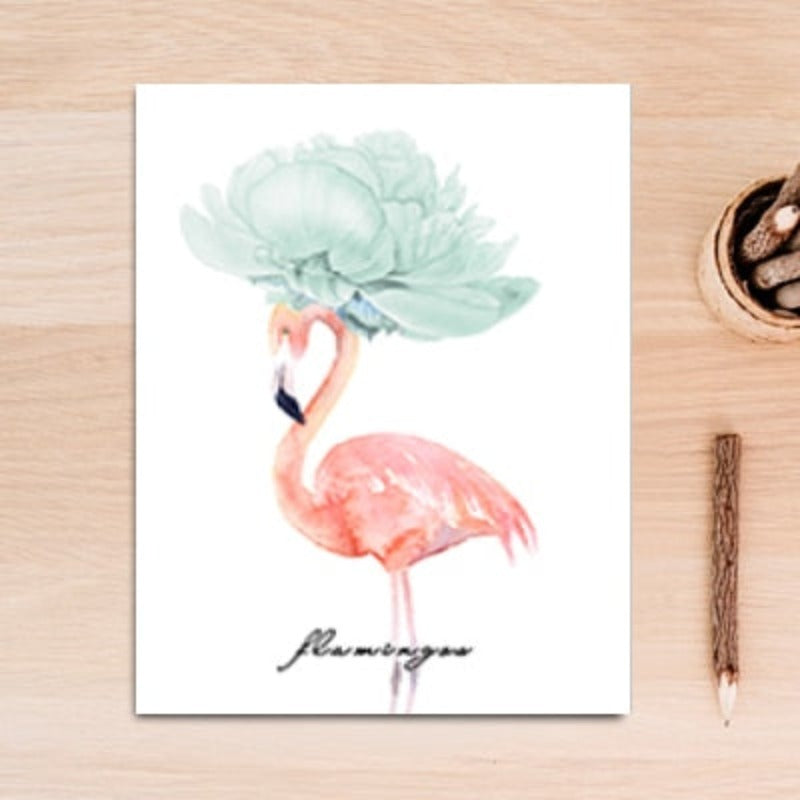 Schmetterlingsfeder Flamingo - Leinwand Wandkunst Malerei
