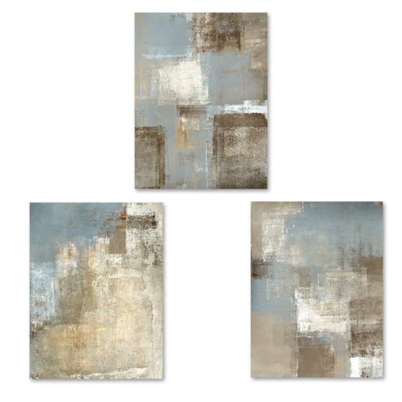 Abstraktes Leinwandbild im Vintage-Stil in Grau und Beige