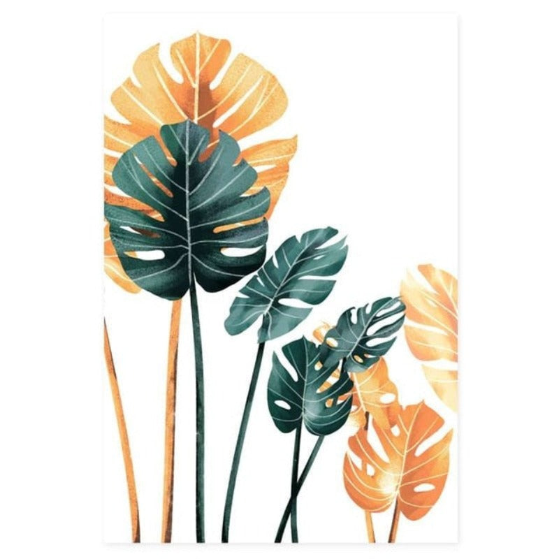 Modern tropische Pflanzen Blätter Druck Poster - Leinwand Wandkunst Malerei