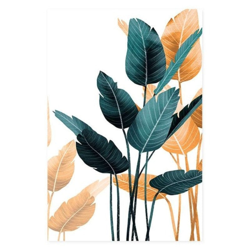 Modern tropische Pflanzen Blätter Druck Poster - Leinwand Wandkunst Malerei