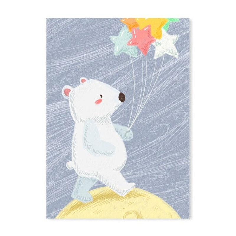 Cartoon Tiere Kinderzimmer - Leinwand Wandkunst Malerei