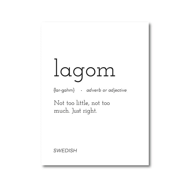Hygge Lagom Definition Minimalist Nordische Wandkunst Schwarz Weiß Feine Kunst Leinwanddrucke Schwedische Dänische Norwegische Lebensstil Zitate Poster Für modernes Zuhause Büro