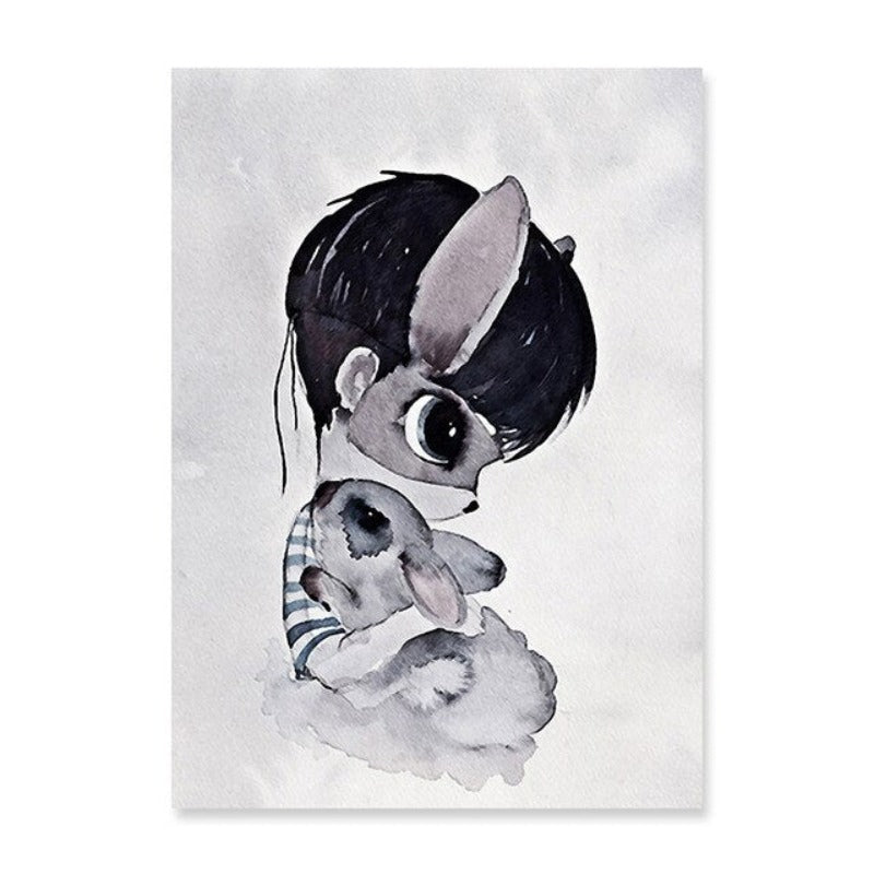 Aquarell-Cartoon – Leinwandbild
