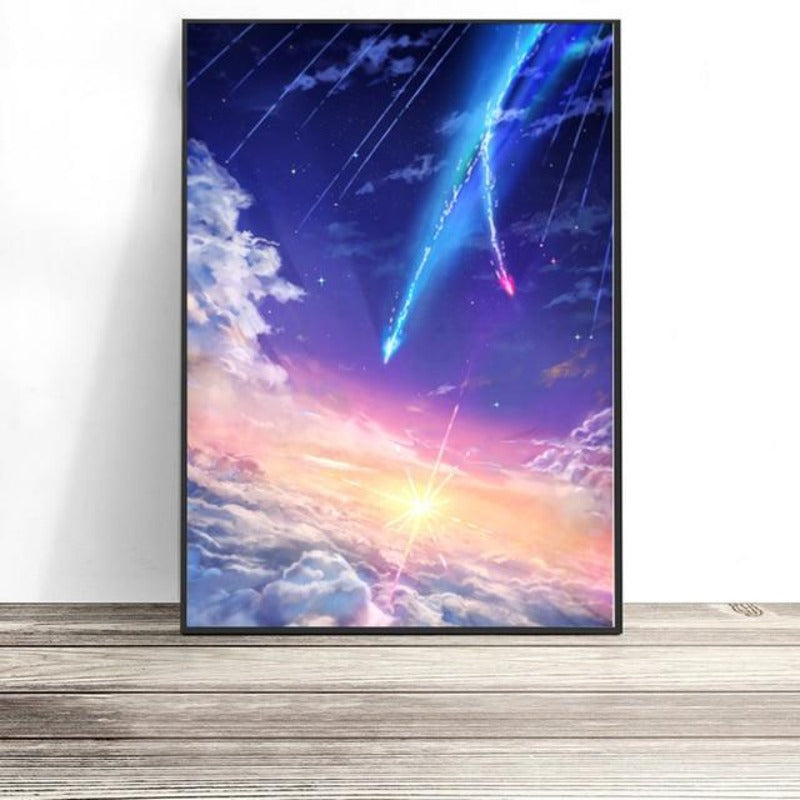 Wunderbare Tag- und Nacht-Skyline – Leinwandbild