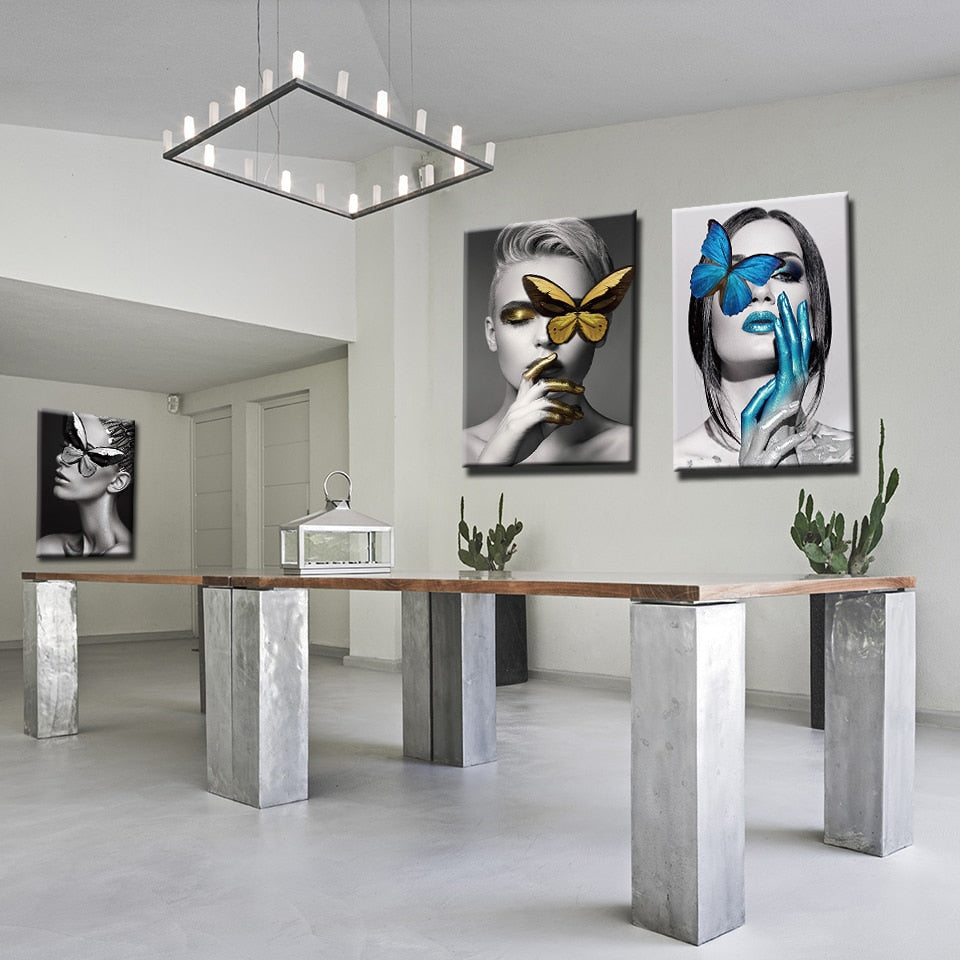 Butterfly Faces - Leinwand Wandkunst Malerei