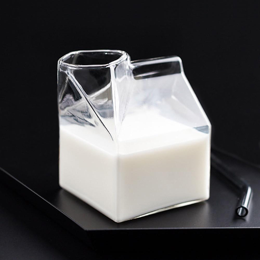 Glas Milchkarton Krug – 350ml Modern Borosilikat Kanne | Brehn