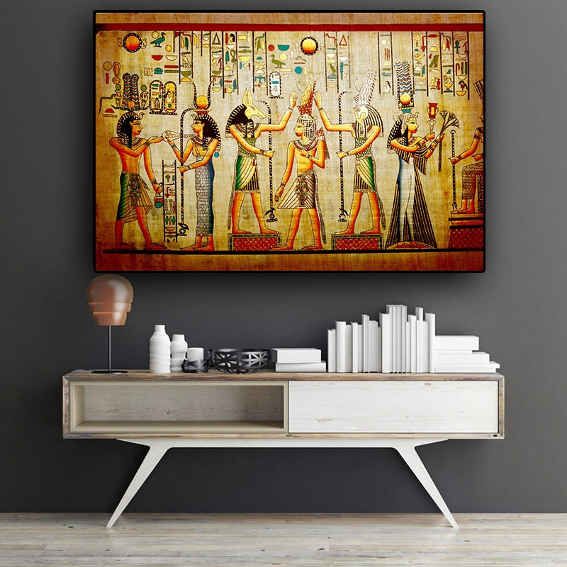 Pharao Retro Painting - Leinwand Wandkunst Malerei