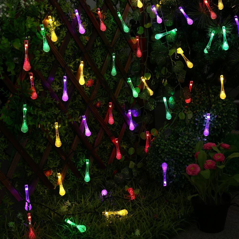 Brehn | LumiDew Solar Tropfen Lichterkette | Solarbetriebene LED-Lichterkette für Garten & Terrasse | Warmweiß, Weiß & Multicolor