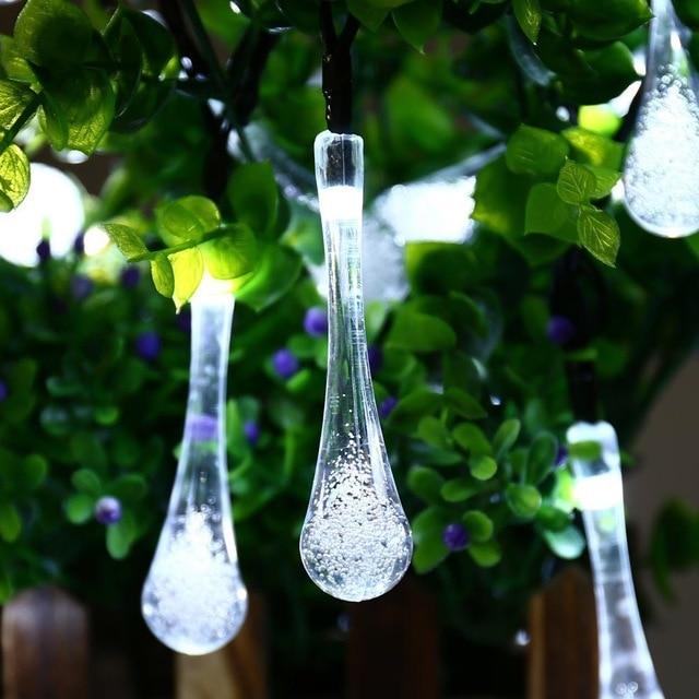 Brehn | LumiDew Solar Tropfen Lichterkette | Solarbetriebene LED-Lichterkette für Garten & Terrasse | Warmweiß, Weiß & Multicolor