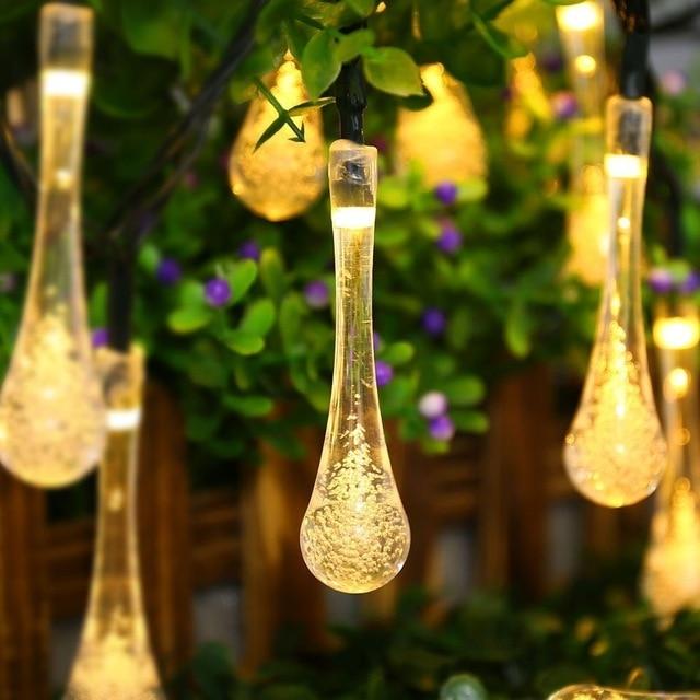 Brehn | LumiDew Solar Tropfen Lichterkette | Solarbetriebene LED-Lichterkette für Garten & Terrasse | Warmweiß, Weiß & Multicolor