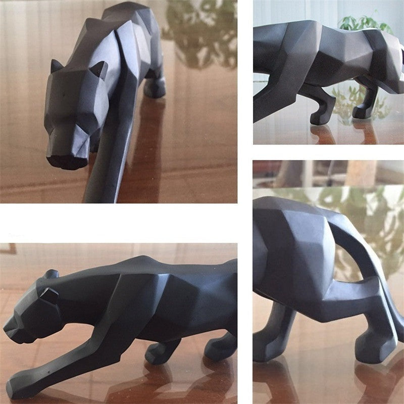 Moderne Harz Geometrische Schwarze Panther Skulptur | Brehn