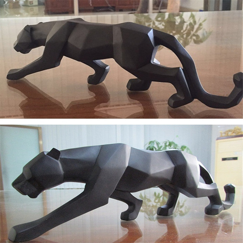 Moderne Harz Geometrische Schwarze Panther Skulptur | Brehn