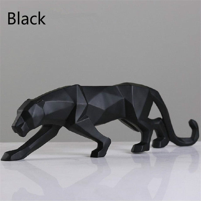 Moderne Harz Geometrische Schwarze Panther Skulptur | Brehn