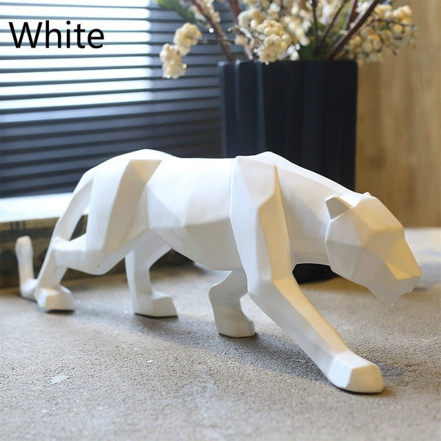 Moderne Harz Geometrische Schwarze Panther Skulptur | Brehn