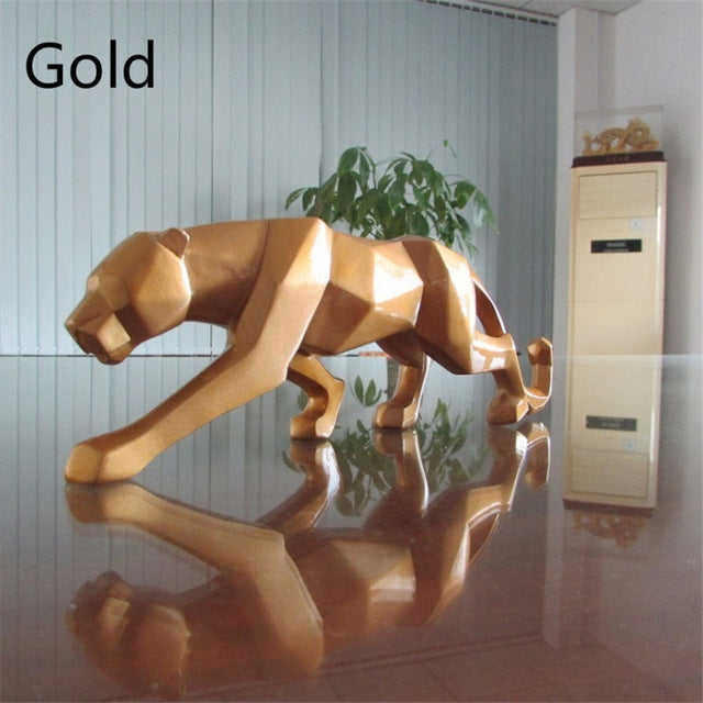 Moderne Harz Geometrische Schwarze Panther Skulptur | Brehn