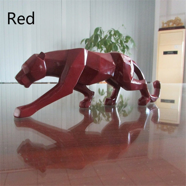 Moderne Harz Geometrische Schwarze Panther Skulptur | Brehn