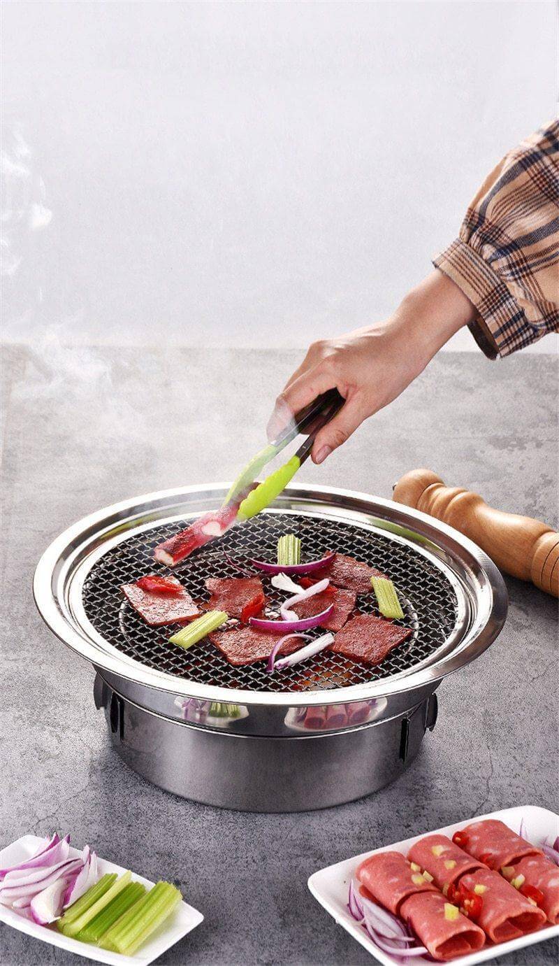 Portabler koreanischer Stil Edelstahl Holzkohle Camping Grill | Brehn
