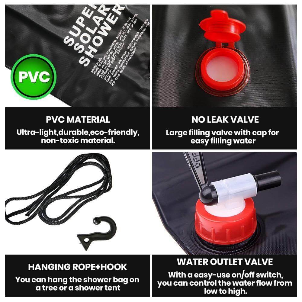 Tragbare solarbeheizte Campingduschtasche | Brehn