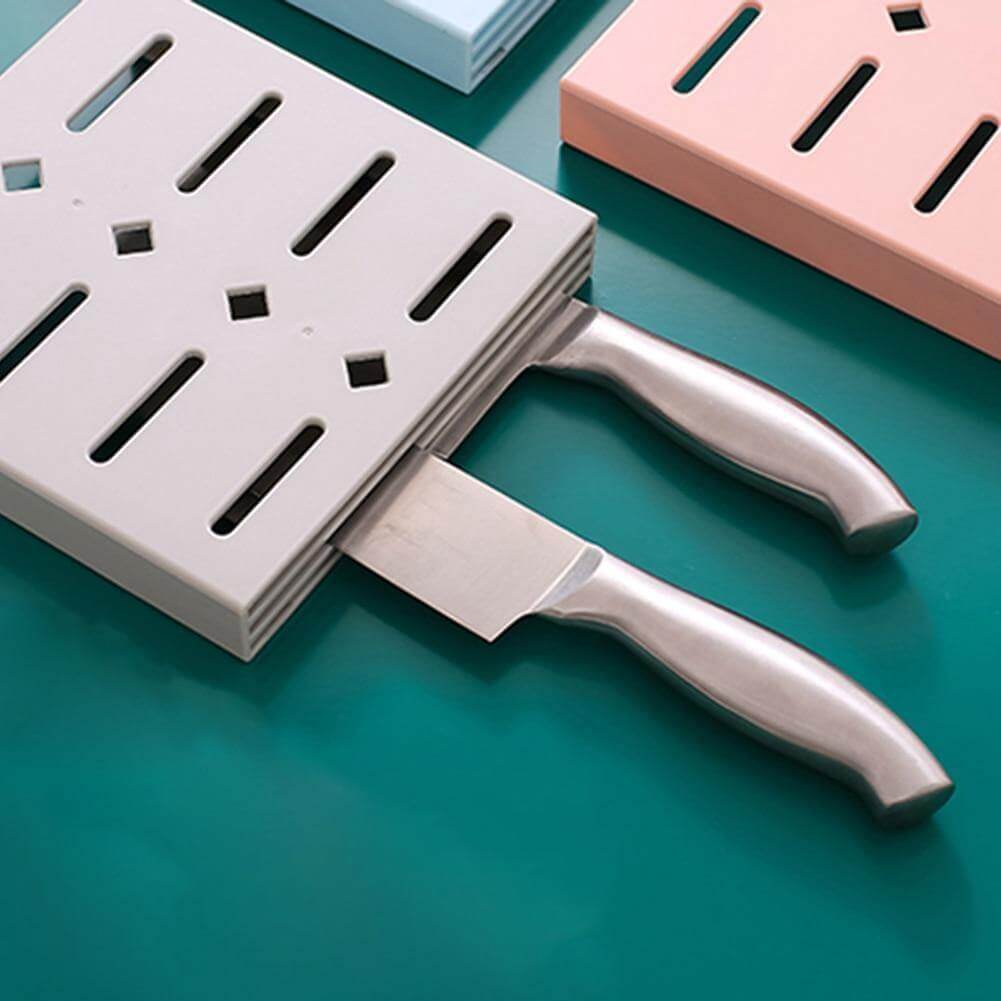 2PCS Quadrat Pastell Mavi Wandmontierter Messerorganizer | Brehn
