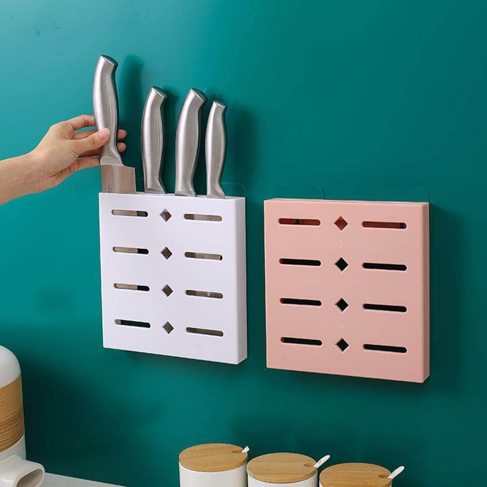 2PCS Quadrat Pastell Mavi Wandmontierter Messerorganizer | Brehn