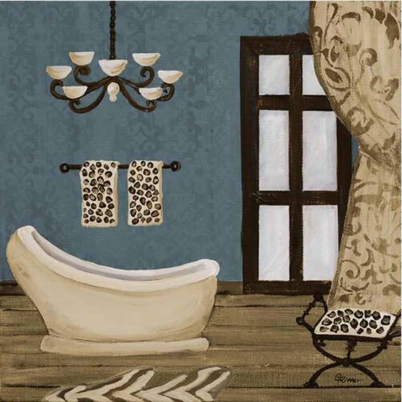 Modernes Retro-Badezimmer – Leinwandbild