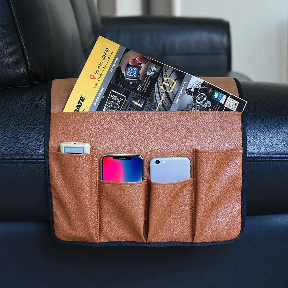 Rutschfester 5-Taschen Ledersitzarmlehnen-Organizer