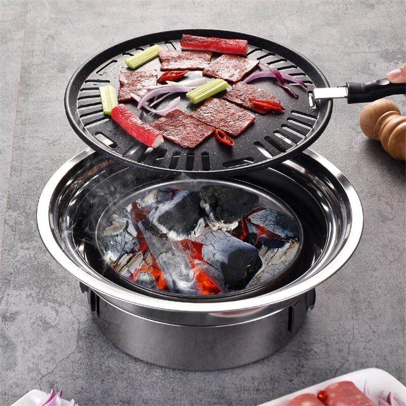 Portabler koreanischer Stil Edelstahl Holzkohle Camping Grill | Brehn
