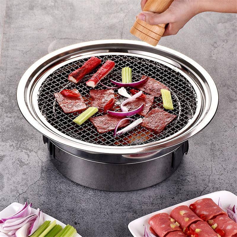 Portabler koreanischer Stil Edelstahl Holzkohle Camping Grill | Brehn