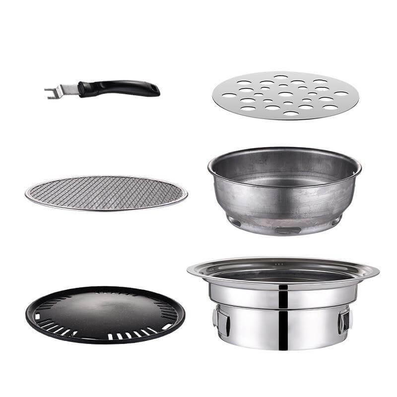 Portabler koreanischer Stil Edelstahl Holzkohle Camping Grill | Brehn