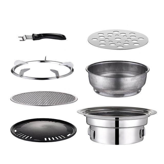 Portabler koreanischer Stil Edelstahl Holzkohle Camping Grill | Brehn