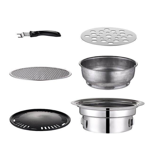 Portabler koreanischer Stil Edelstahl Holzkohle Camping Grill | Brehn