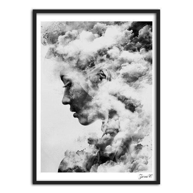 Schwarz und Weiß abstrakte Frauen - Leinwand Wandkunst Malerei