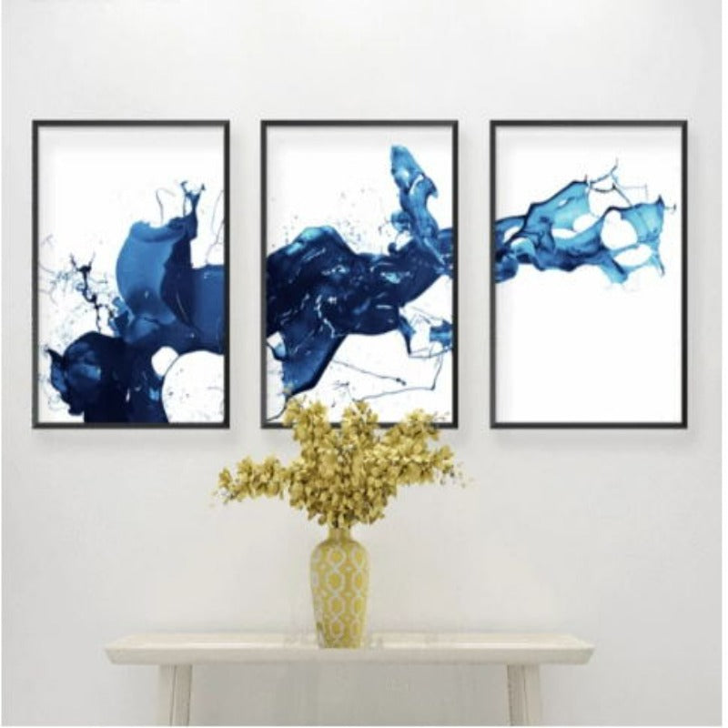 Kobalt Splash - Leinwand Wandkunst Gemälde