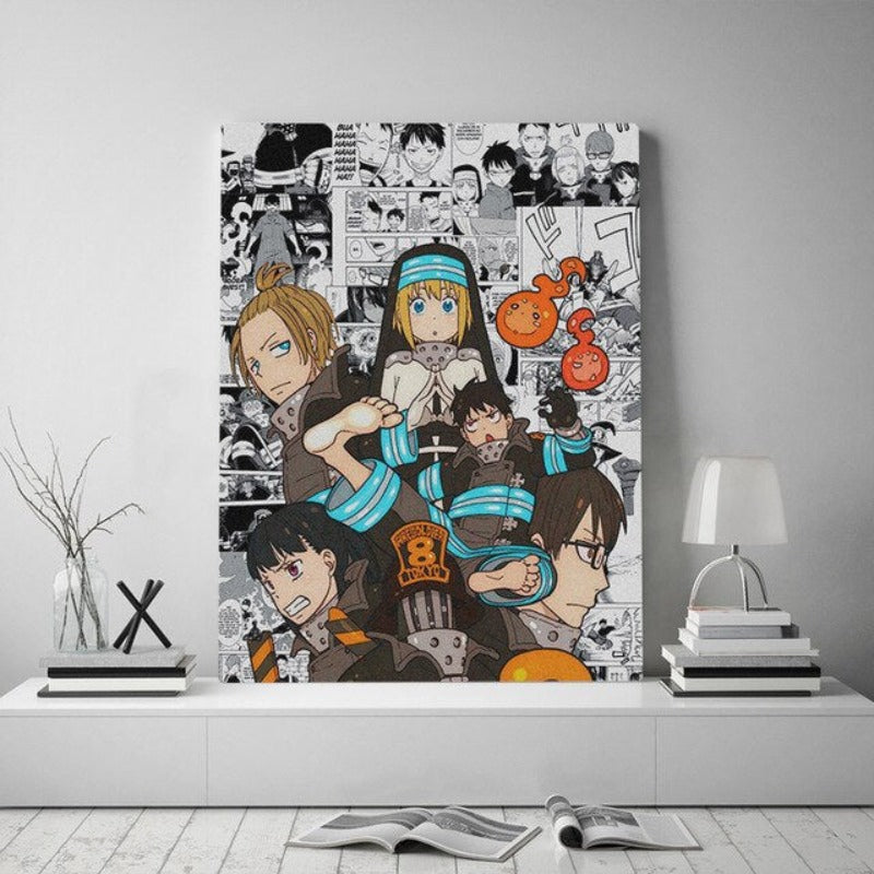 Fire Force Anime Druck - Leinwand Wandkunst Malerei