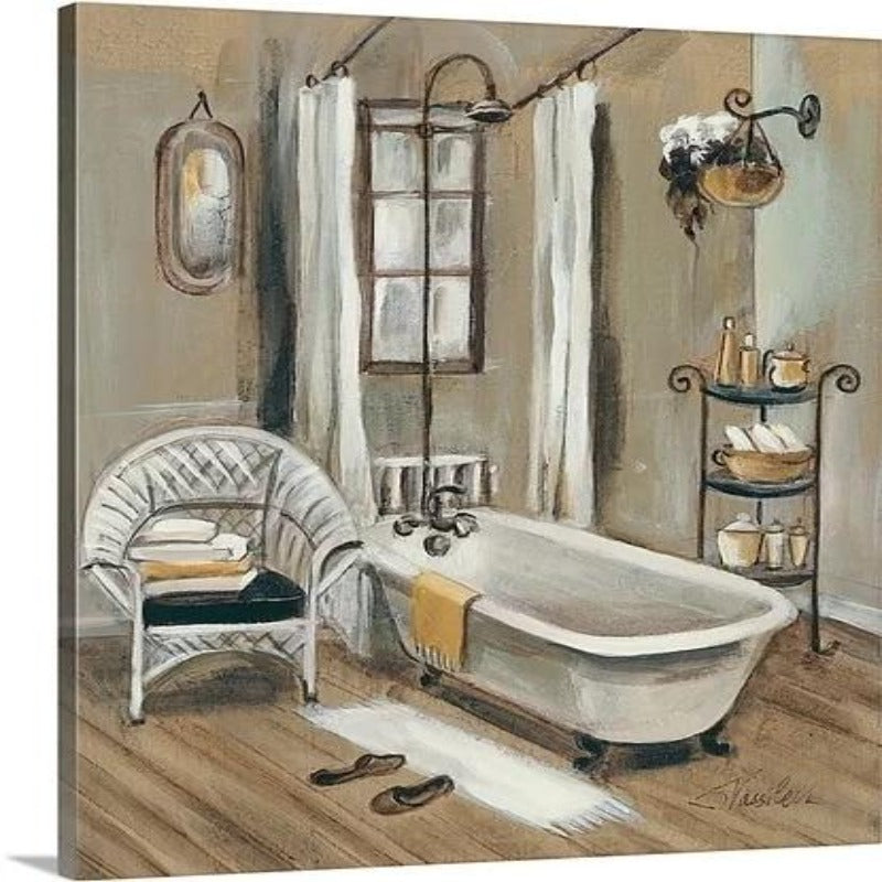 Französisches modernes Badezimmer - Leinwand Wandkunst Gemälde