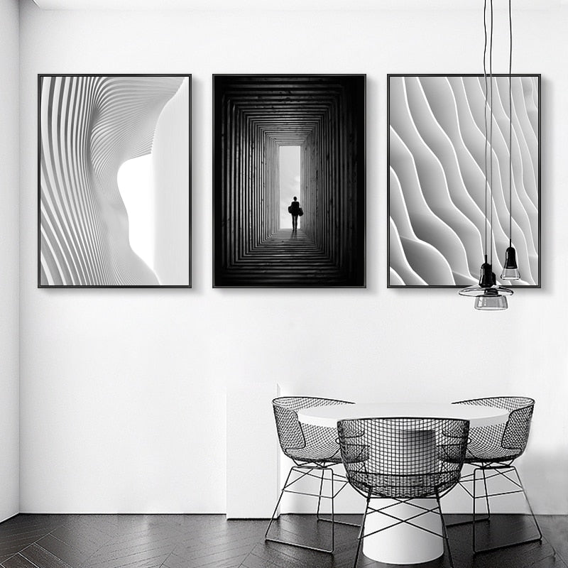 Schwarz und Weiß Raum - Leinwand Wandkunst Malerei