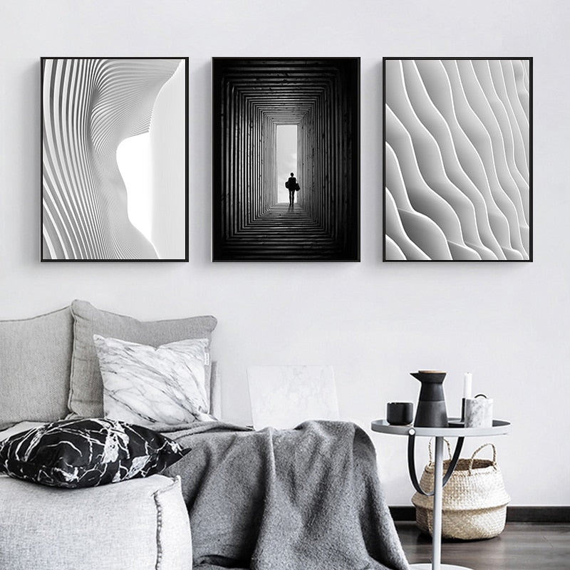 Schwarz und Weiß Raum - Leinwand Wandkunst Malerei
