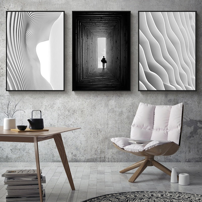 Schwarz und Weiß Raum - Leinwand Wandkunst Malerei